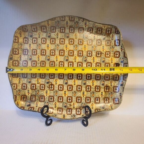 1960s Alfred E. Knobler Egyptian Hieroglyphic Pressed Paper Mache Serving Tray - Picture 6 of 9